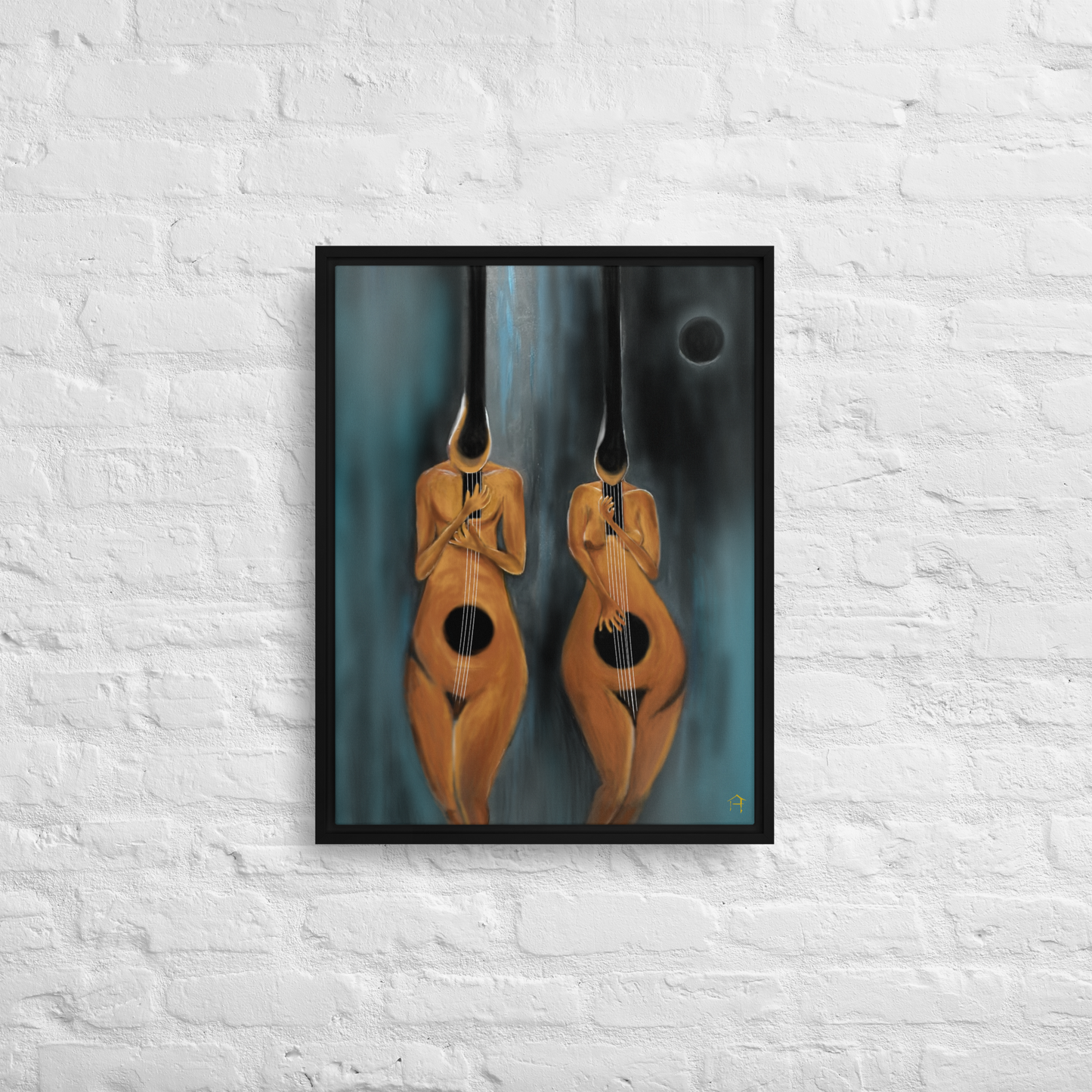 "Couple of Guitars" Framed Canvas