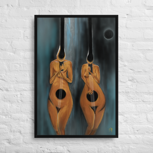 "Couple of Guitars" Framed Canvas